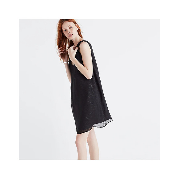 Madewell Nightshine Dress Black Silk Sparkly Shift Dress Size 2 - Picture 3 of 16